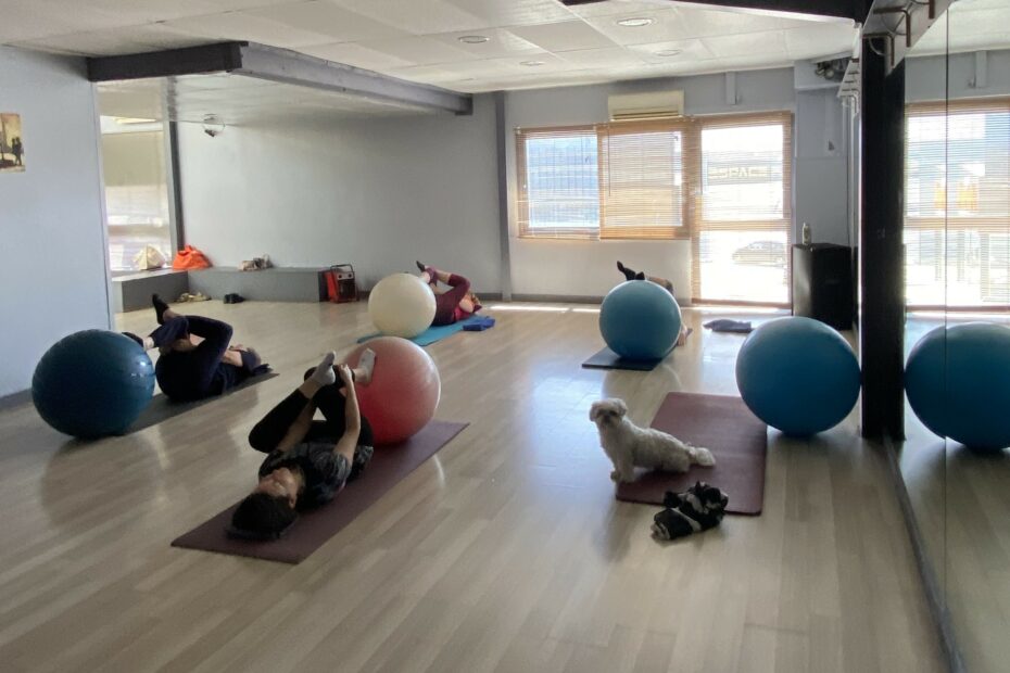 photo modifiée groupe pilates avec Iago